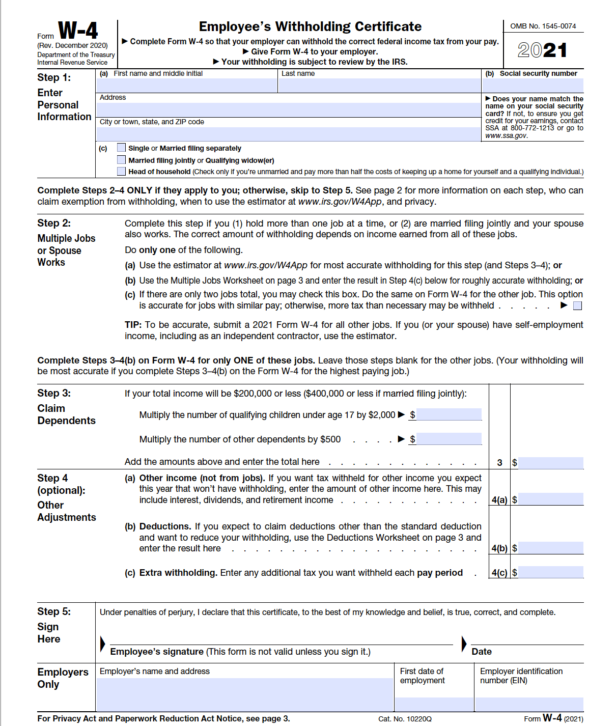 Fillable W-4 Form PDF Template | Formstack Documents